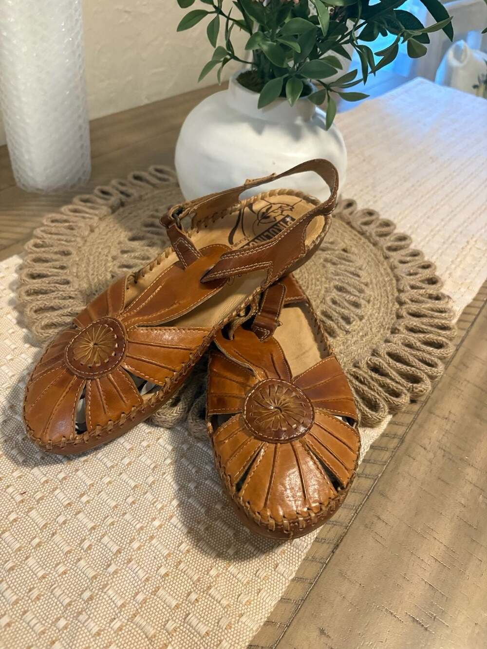 Pikolinos Puerto Vallarta Leather Sandals Brandy Brown Size 39